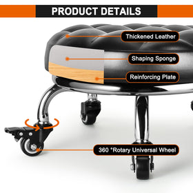 FLOLXNB caster wheel detail with steel-bearing showing smooth rotation and floor protection