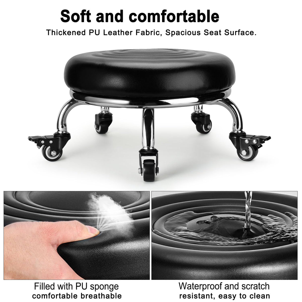 FLOLXNB close-up of PU leather seat highlighting comfortable padded surface