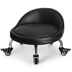 FLOLXNB front view of low rolling stool showing compact mobile seating and stability