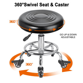 FLOLXNB mechanic sitting and swiveling on stool showcasing easy movement while working