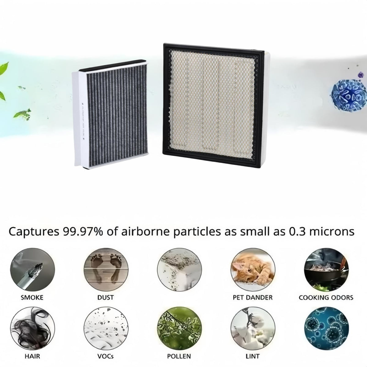 FLTRUCKTOP engine filter media close-up showing pleats for improved filtration benefit