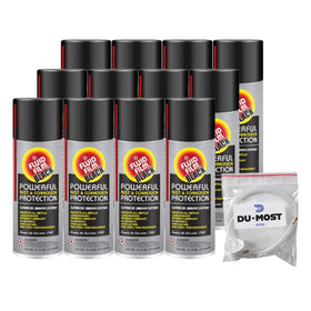 Fluid Film black aerosol can front view showing label and size benefits