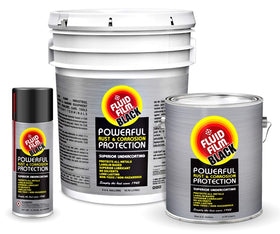 Fluid Film Black coating a boat rudder interior to resist salt corrosion