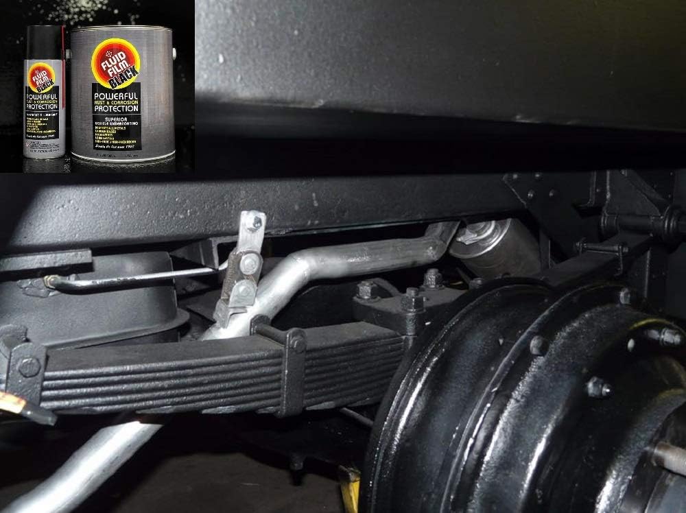 Fluid Film black protecting marine trailer frame showing saltwater corrosion resistance