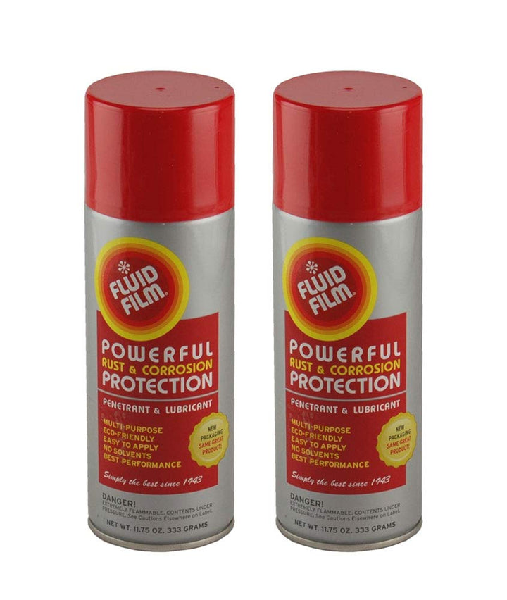 Fluid Film front view aerosol cans showing label and protection benefits