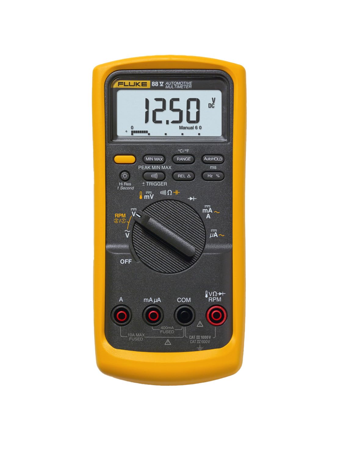 Fluke 88V front display showing clear readings and backlight for fast diagnosis