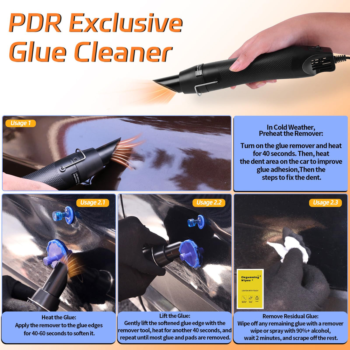FLY5D heat gun detail showing ergonomic grip and precise hot air control