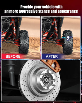 FLYCLE side profile of a UTV with spacers fitted conveying a wider, more stable stance