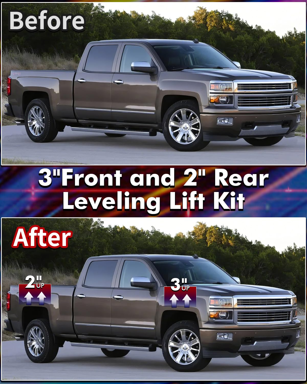 FLYCLE size comparison with ruler to demonstrate exact 3 inch front and 2 inch rear lift