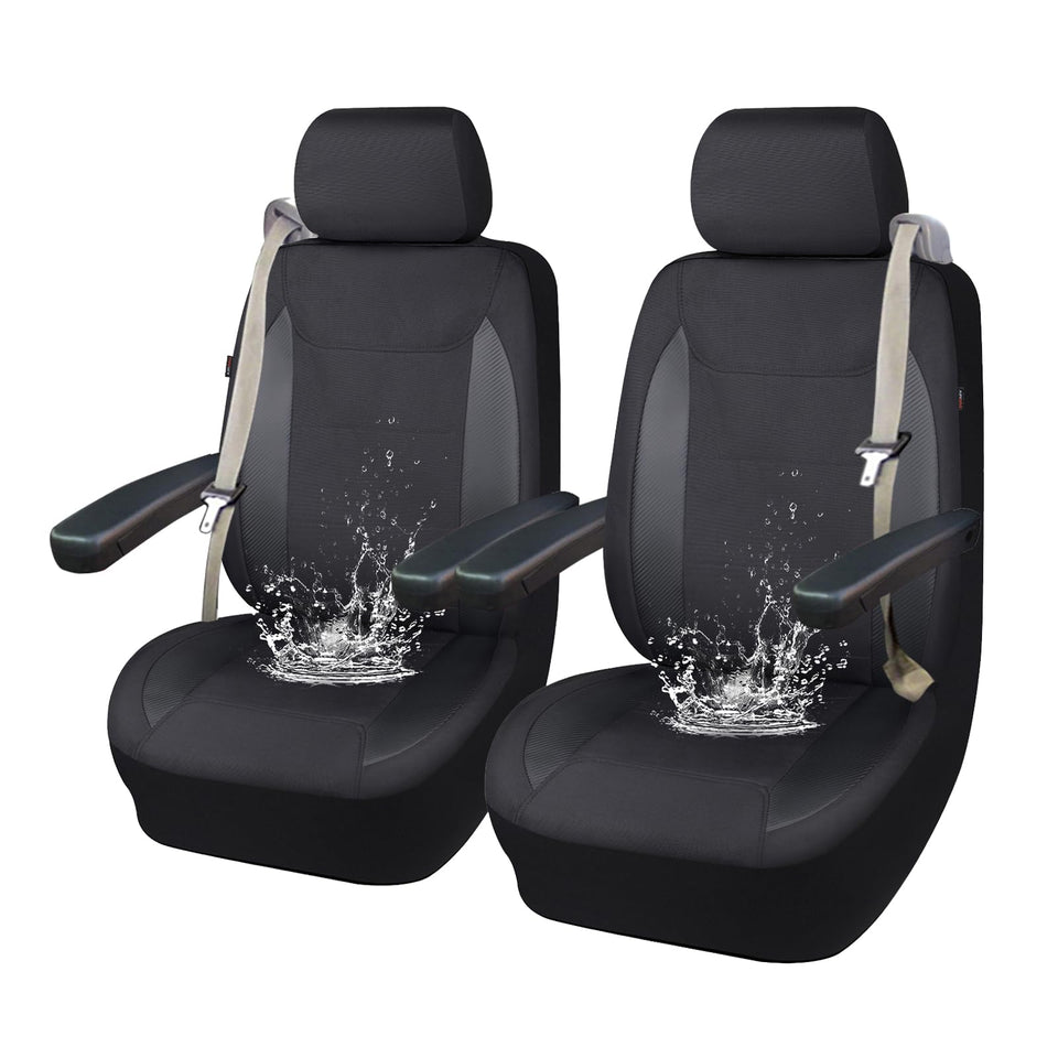 Flying Banner packaged front pair showing product and labels, protects seats