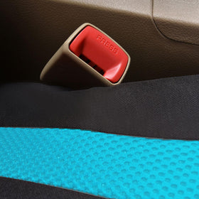 Flying Banner car interior lifestyle shot shows stylish black mint blue upgrade benefit
