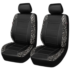 Flying Banner front packaging showing leopard gray cover protecting seat