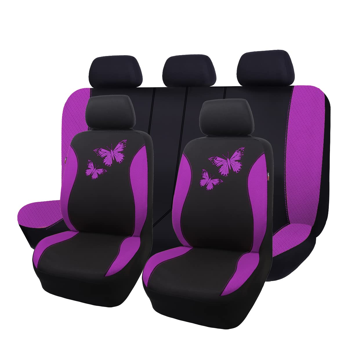 Flying Banner front seat view showing full purple cover and stylish protection