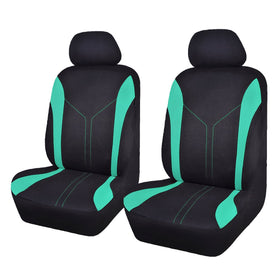 Flying Banner front seats full view showing black and green style and fit benefits