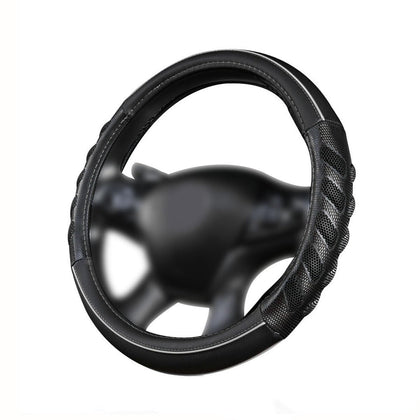 Flying Banner front view steering wheel cover showing sporty grey black look and protection