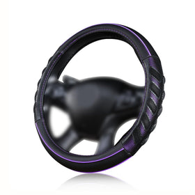 Flying Banner front view of purple-black steering wheel cover shows sporty style and grip