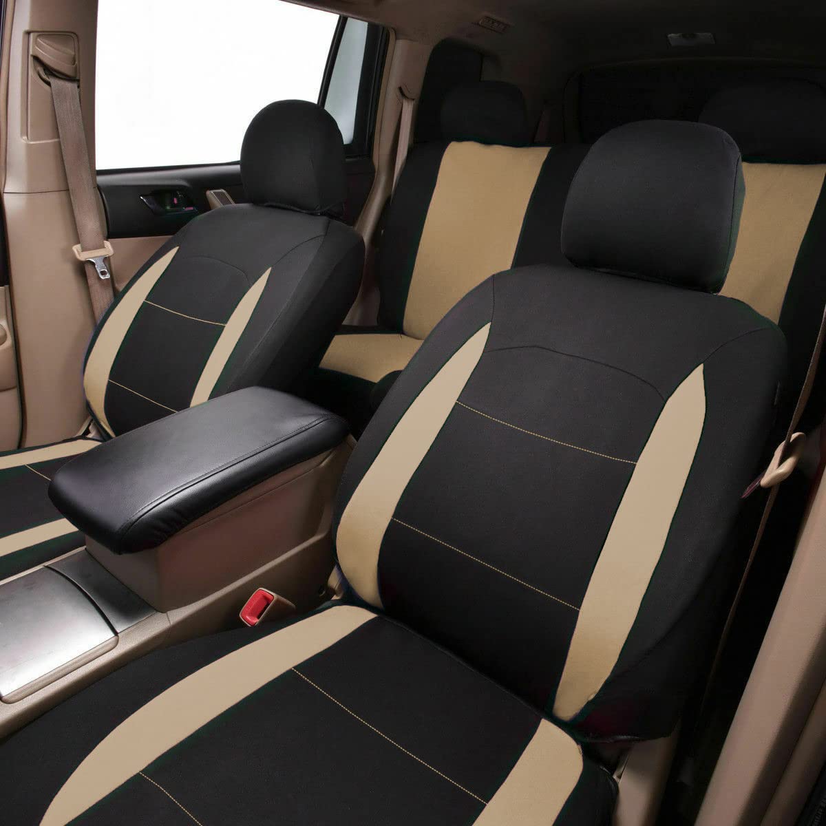 Flying Banner lifestyle car interior shot showing coordinated beige-tan upgrade