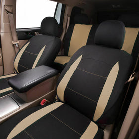 Flying Banner lifestyle car interior shot showing coordinated beige-tan upgrade