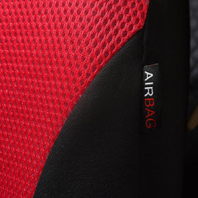 Flying Banner rear bench zipper detail enabling split 40/60, 50/50, 60/40 access