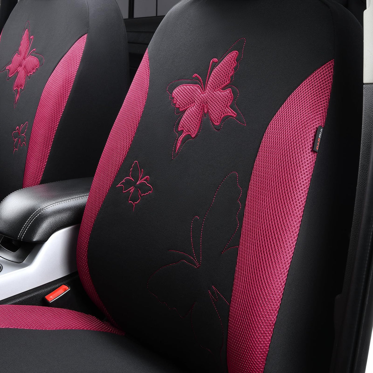 Flying Banner seat side airbag access showing compatibility and safety retention