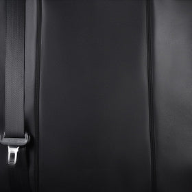 Flying Banner size comparison on seat, universal low-back fit demonstrated
