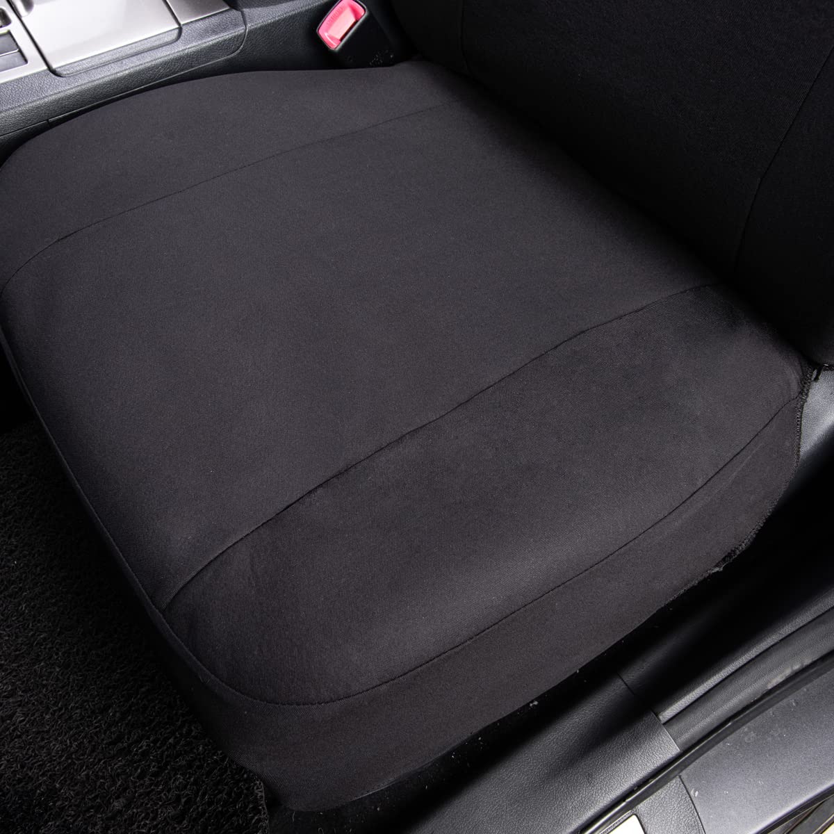 Flying Banner under-seat strap attachment illustrating secure fit and stability