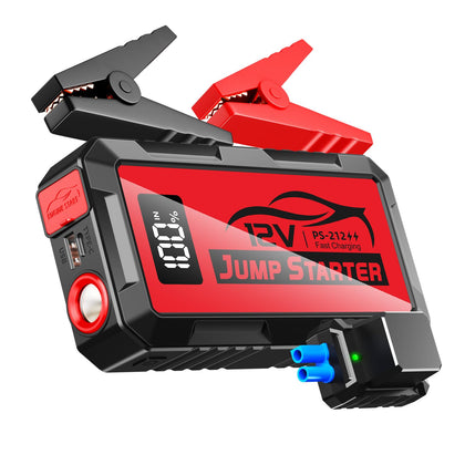 fmooostore 8000A front view showing compact jump starter and case, reliable emergency power