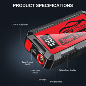 fmooostore jump starter held in hand for scale, compact portability and easy storage