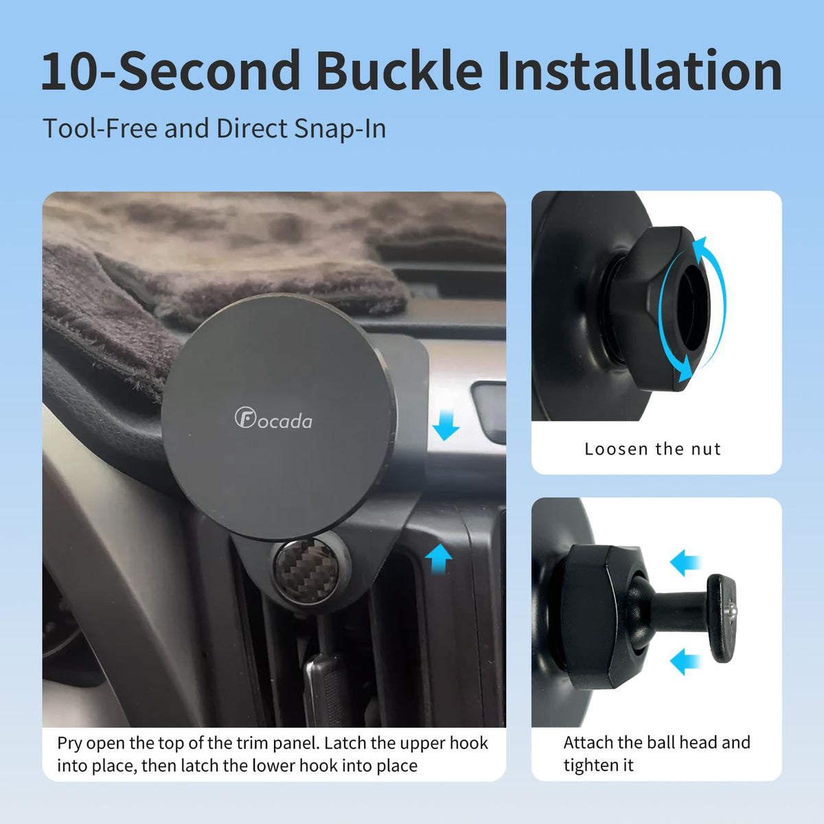 Focada holding iPhone portrait in RAV4 for easy navigation and safe hands-free viewing