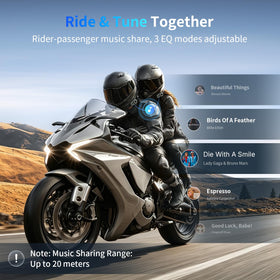 Fodsports FX7 in-ride lifestyle shot demonstrating hands-free intercom use on road