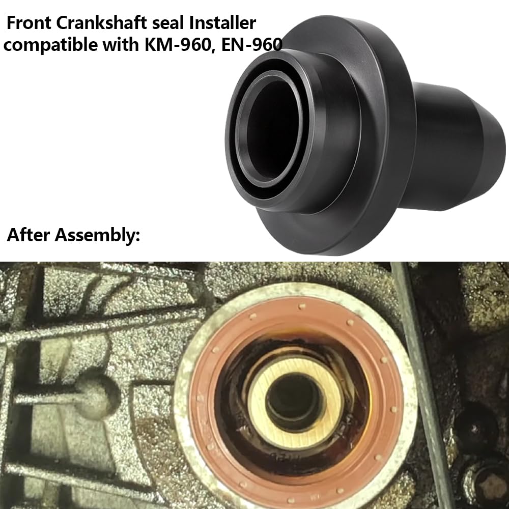 Foemint tool in use pressing crankshaft seal for safe, even installation