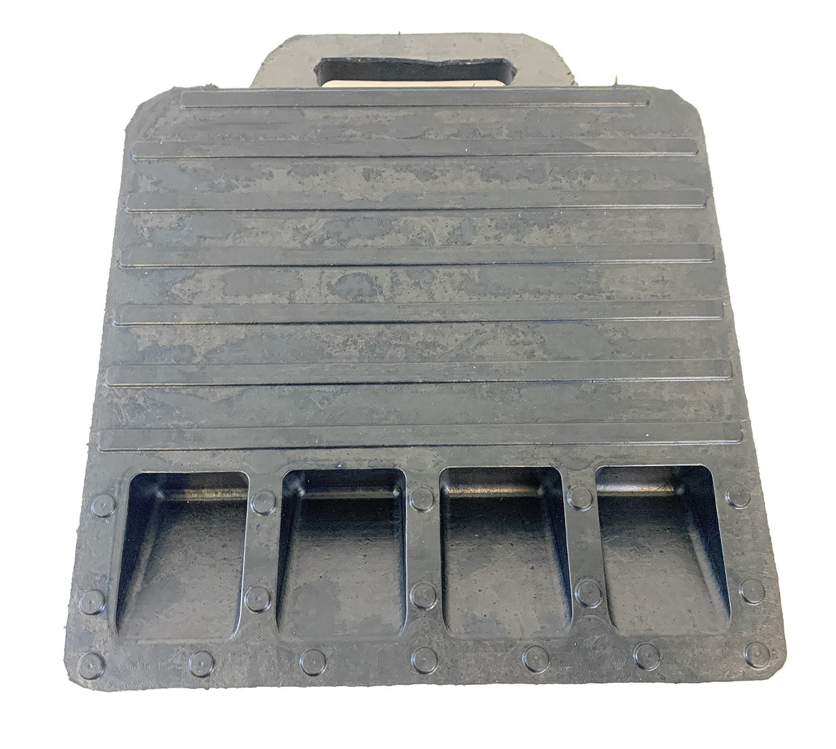 Foghorn chock on warehouse floor illustrating safer loading dock operations