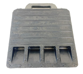 Foghorn chock on warehouse floor illustrating safer loading dock operations