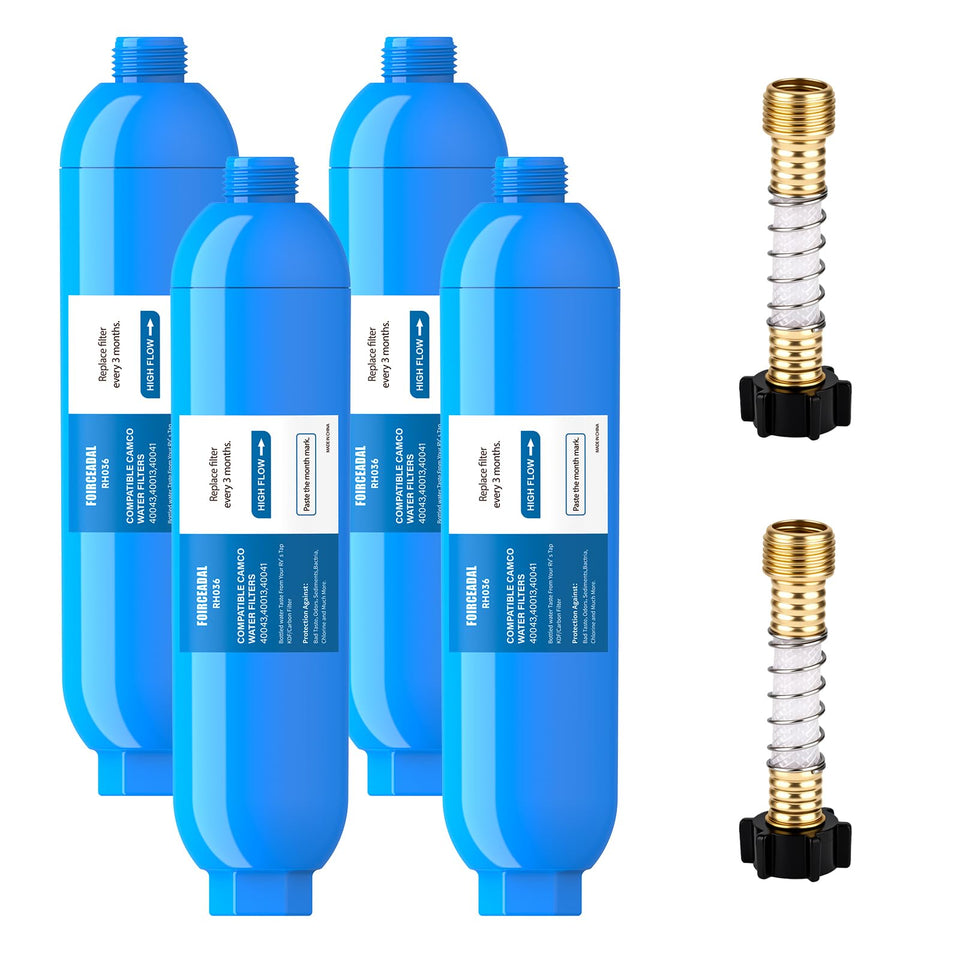 FOIRCEADAL front view of inline water filter showing compact benefits