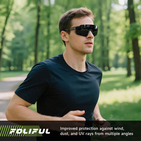 Foliful sunglasses worn by runner showing stability and glare reduction
