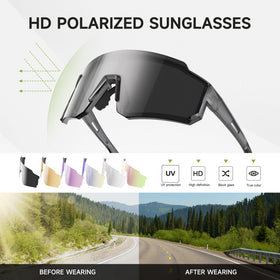 Foliful package with three sunglasses, pouches, case and cleaning cloth for convenience
