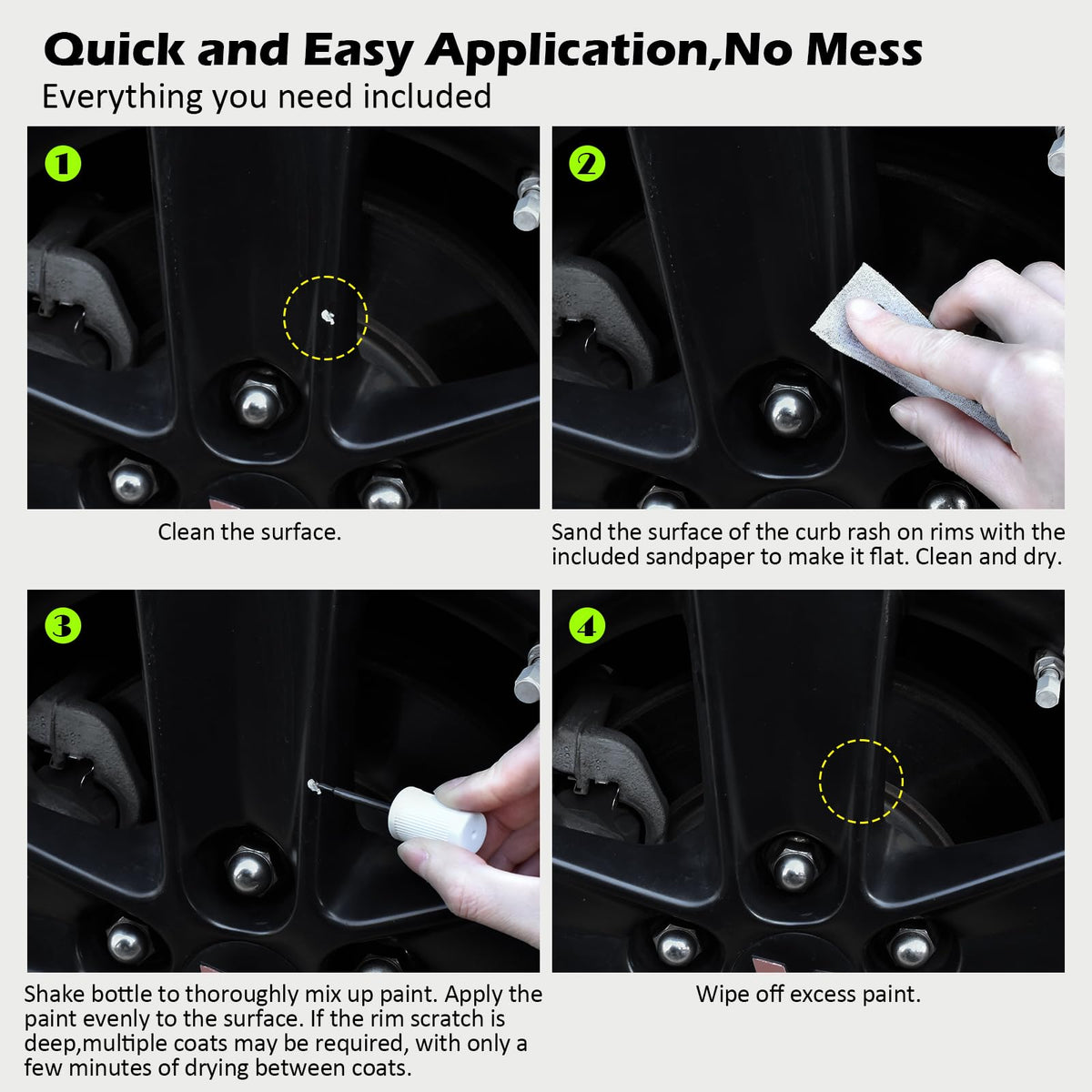 FOLLOWIN before-and-after close-up of rim scratch repaired to restore appearance