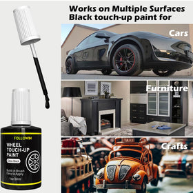FOLLOWIN applied on car wheel showing improved gloss and refreshed wheel look