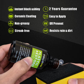 FOLLOWIN bottle held in hand for scale, demonstrating compact, economical coverage