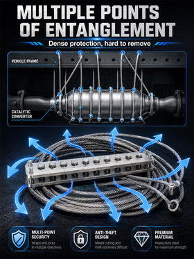 FOMIUZY braided steel cable detail demonstrating high-tension security and cut resistance
