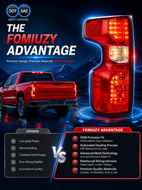 FOMIUZY taillight installed on Silverado rear demonstrating restored lighting function