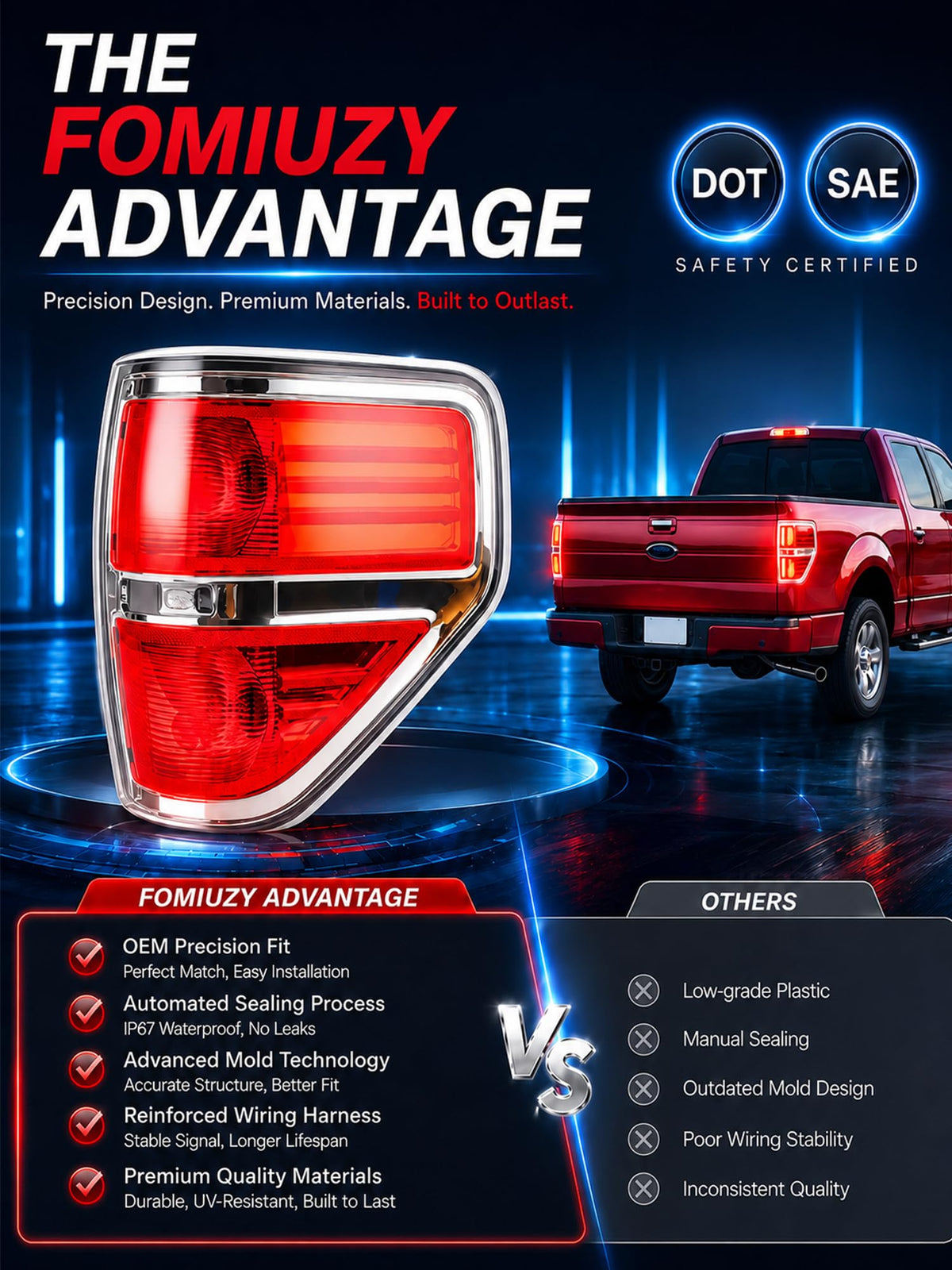 FOMIUZY left and right taillights in packaging ready to install for convenience