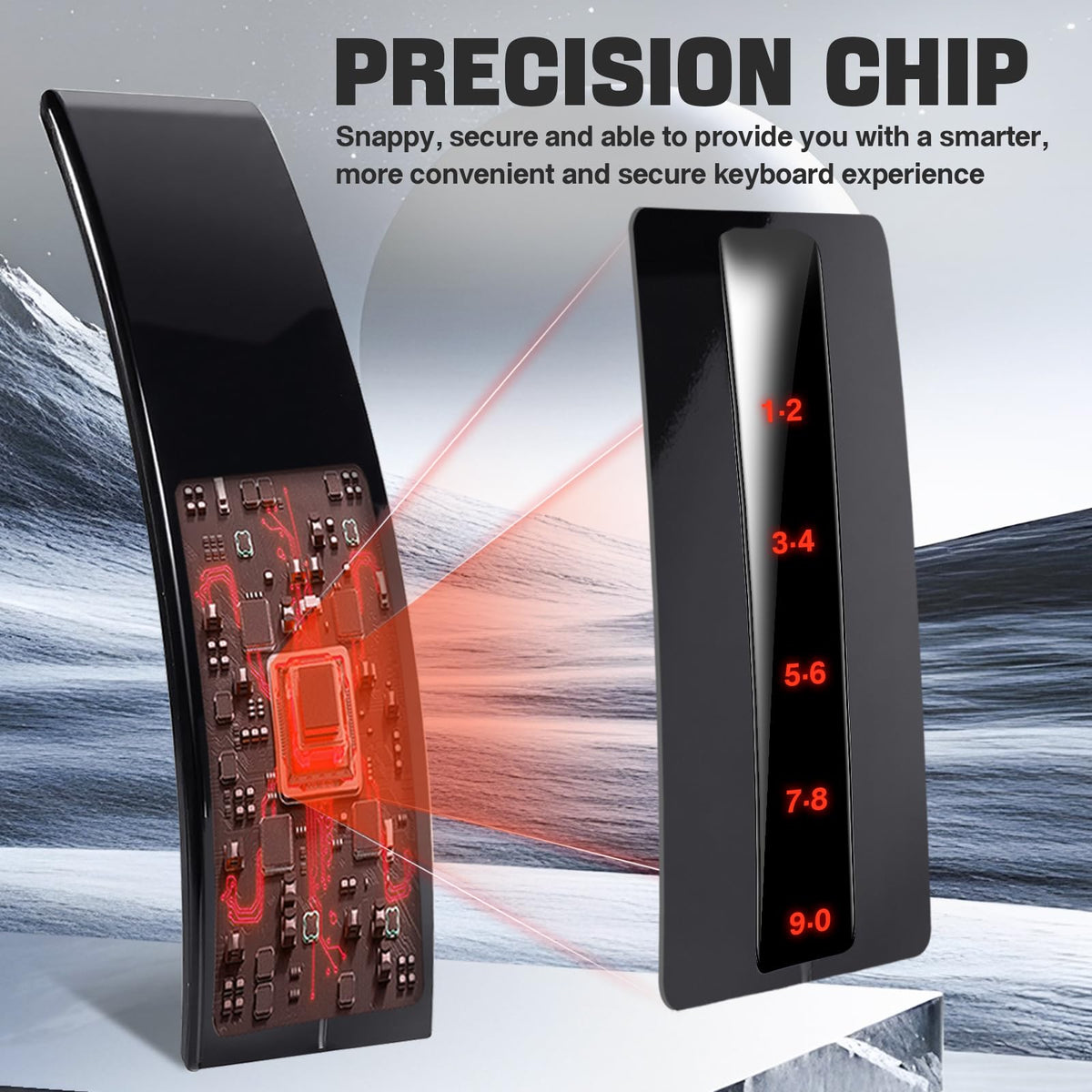 FOMIUZY keypad beside ruler showing dimensions for confident purchase