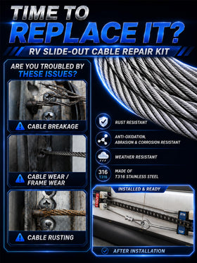 FOMIUZY stainless steel cable close-up emphasizing corrosion resistance benefit