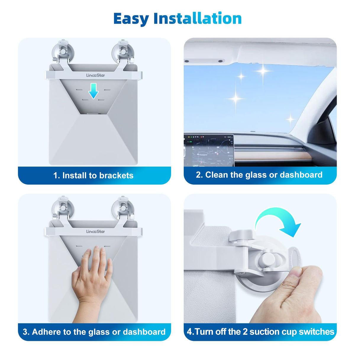 FONKEN mount attached to windshield showing alternative placement option