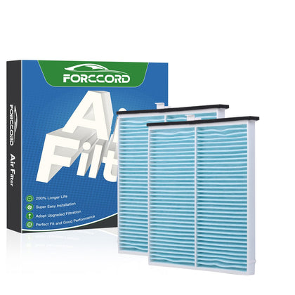Forccord front packaging showing two filters and fitment for Mazda CX-5 and Mazda 3, clear compatibility benefit