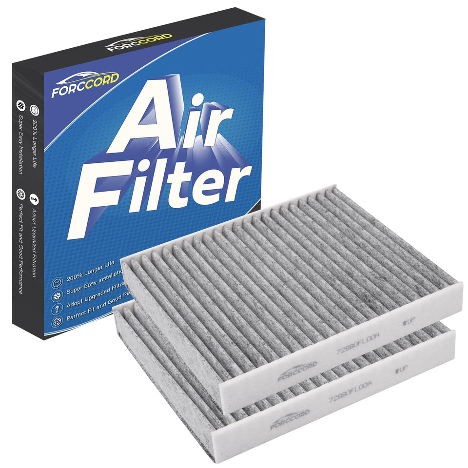Forccord front view of two-pack filters showing fit and packaging benefits