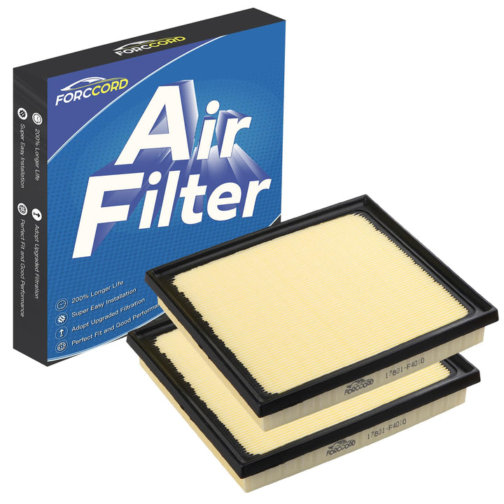 Forccord front packaging showing two air filters and clear fitment benefit