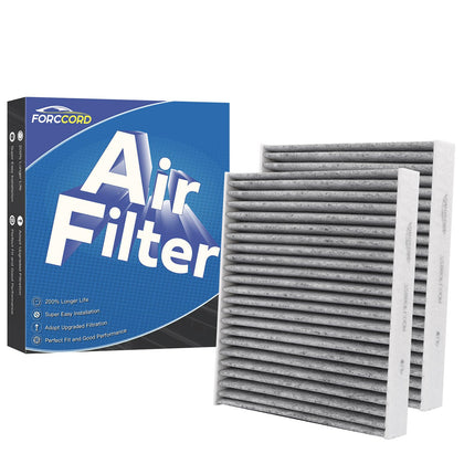 Forccord front packaging showing two cabin air filters and product details for easy recognition