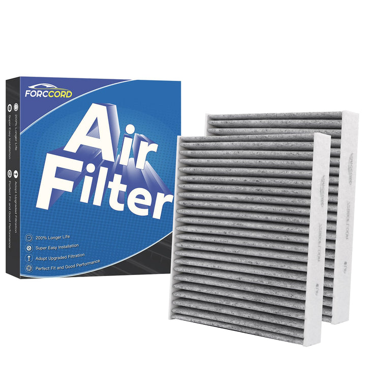 Forccord front packaging showing two cabin air filters and product details for easy recognition